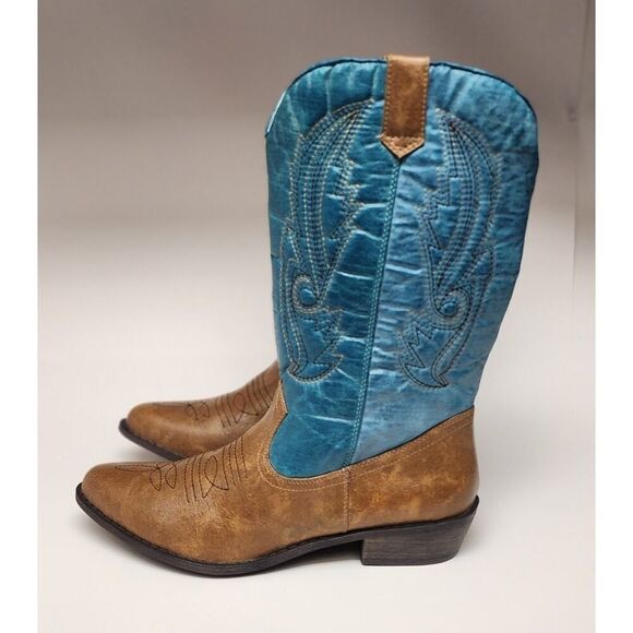 Coconut Gaucho Two Tone Western Boots Size 8.5M - Picture 2 of 9